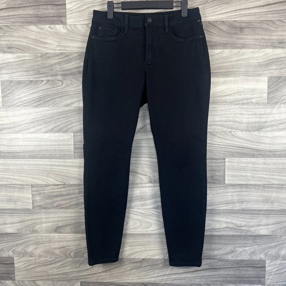 NYDJ Super Skinny Jeans Women's Size 10P Black Denim Dark Wash 5 Pocket Zip Fly